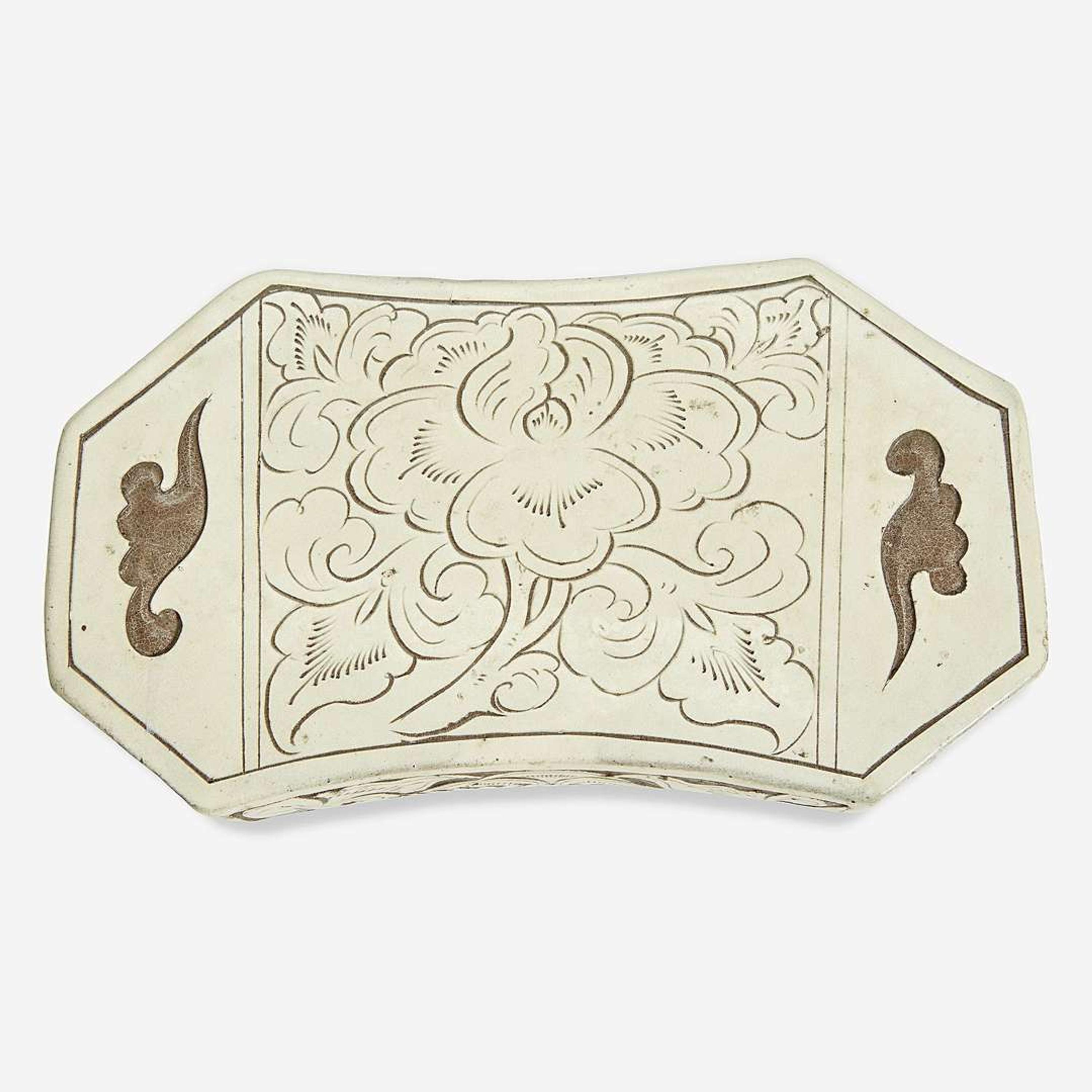 A Chinese Cizhou carved-slip decorated pottery pillow Northern Song Dynasty