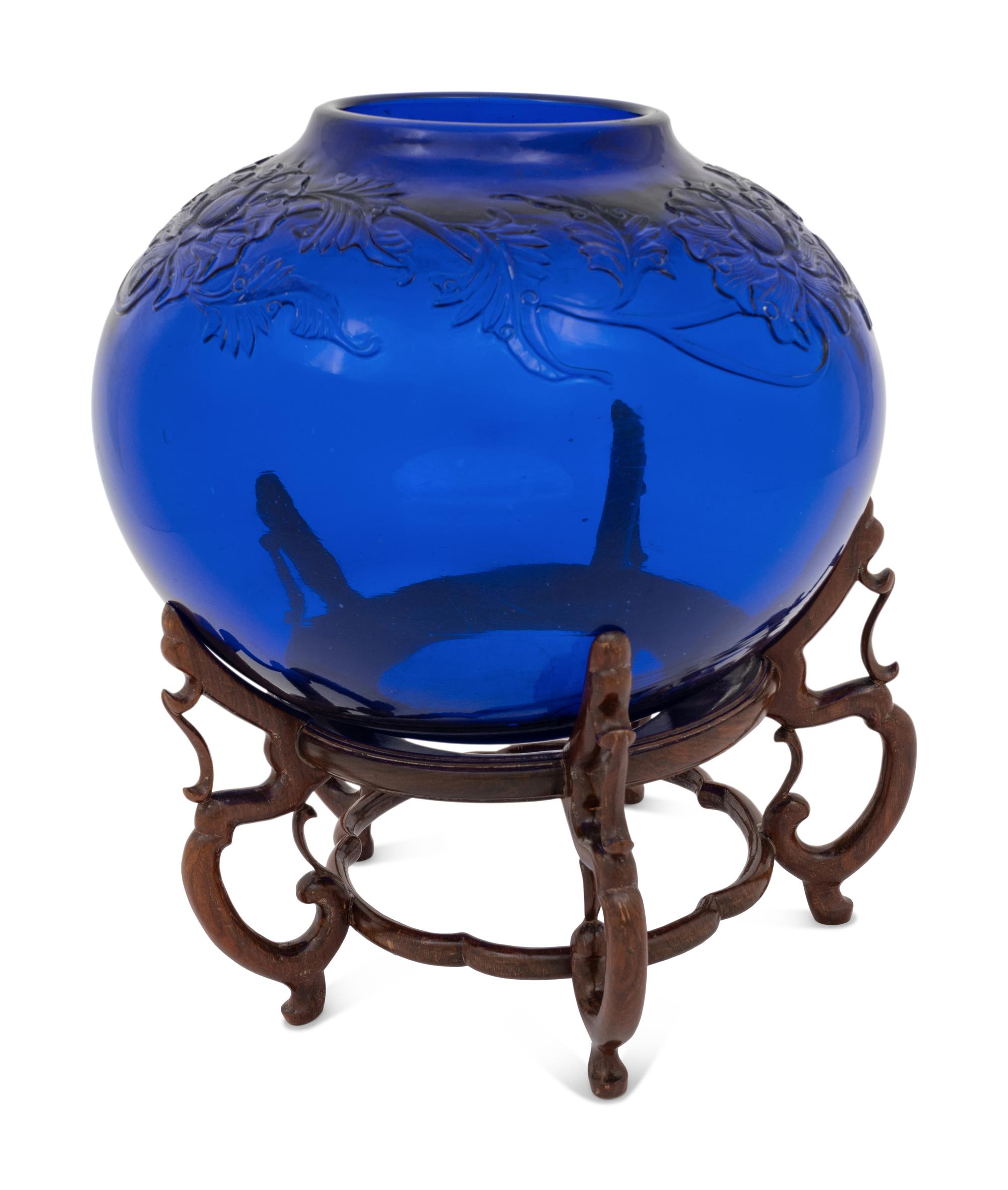 A Chinese Peking Blue Glass Vase