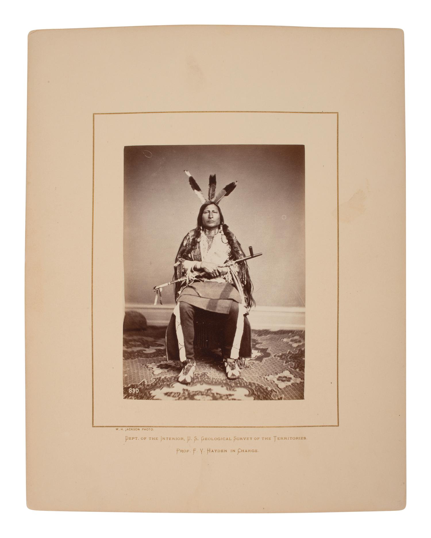 [SHINDLER, Antonio Zeno (1823-1899), photographer]. Photograph of Iron Black Bird, Yankton Dakota. [Washington, DC, 1867].