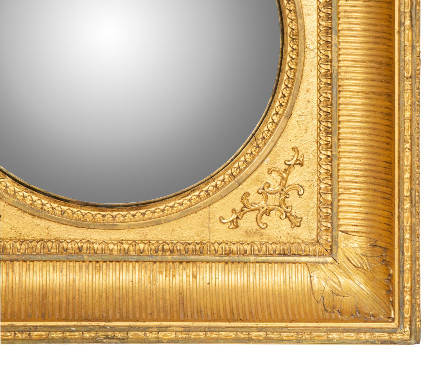 A French Gilt Gesso and Giltwood Framed Convex Mirror