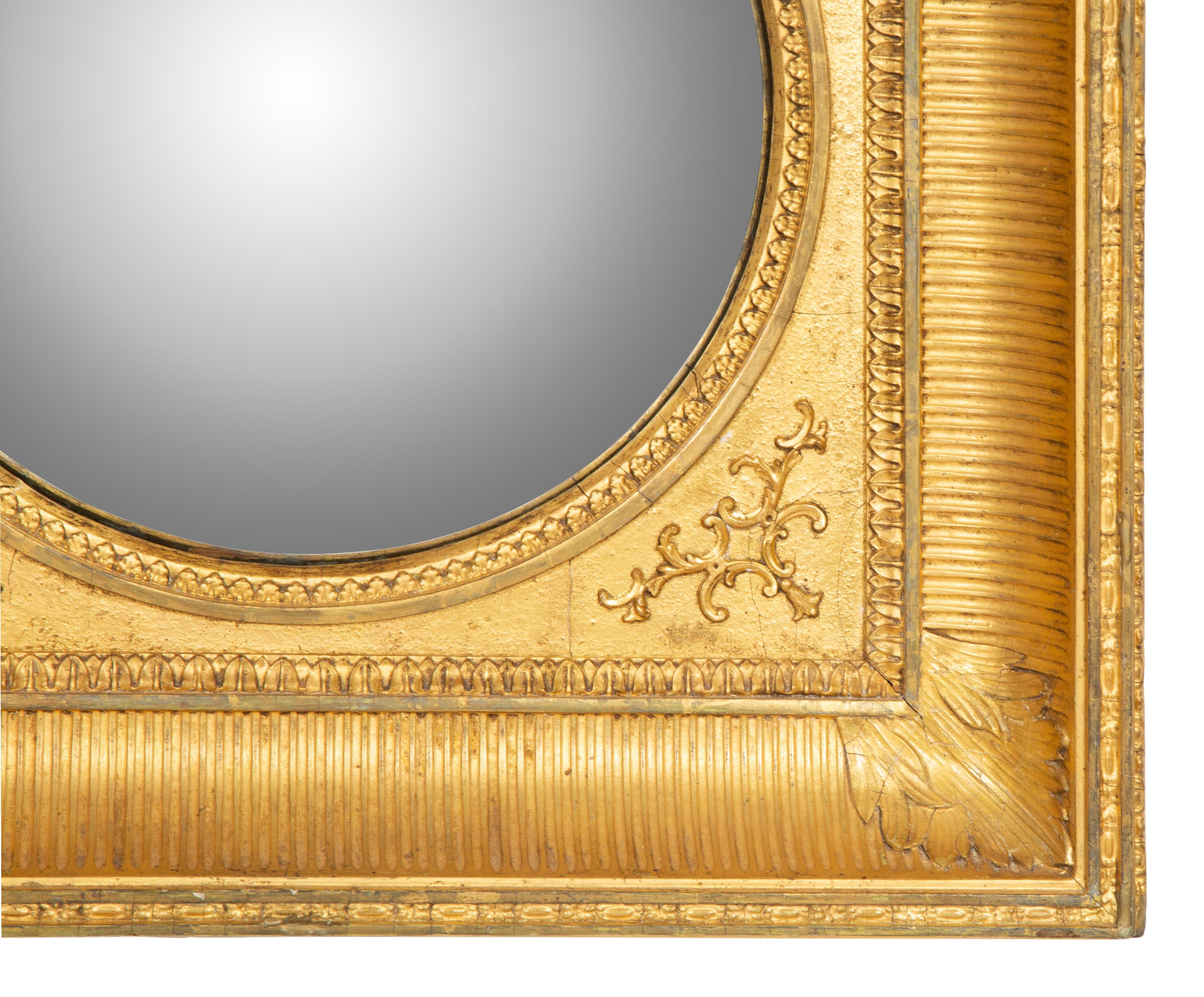 A French Gilt Gesso and Giltwood Framed Convex Mirror