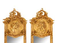 A Pair of Rococo Style Gilded Pier Mirrors