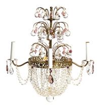 A Swedish Brass Four-Light Chandelier Height 27 1/2 x diameter 18 1/2 inches.