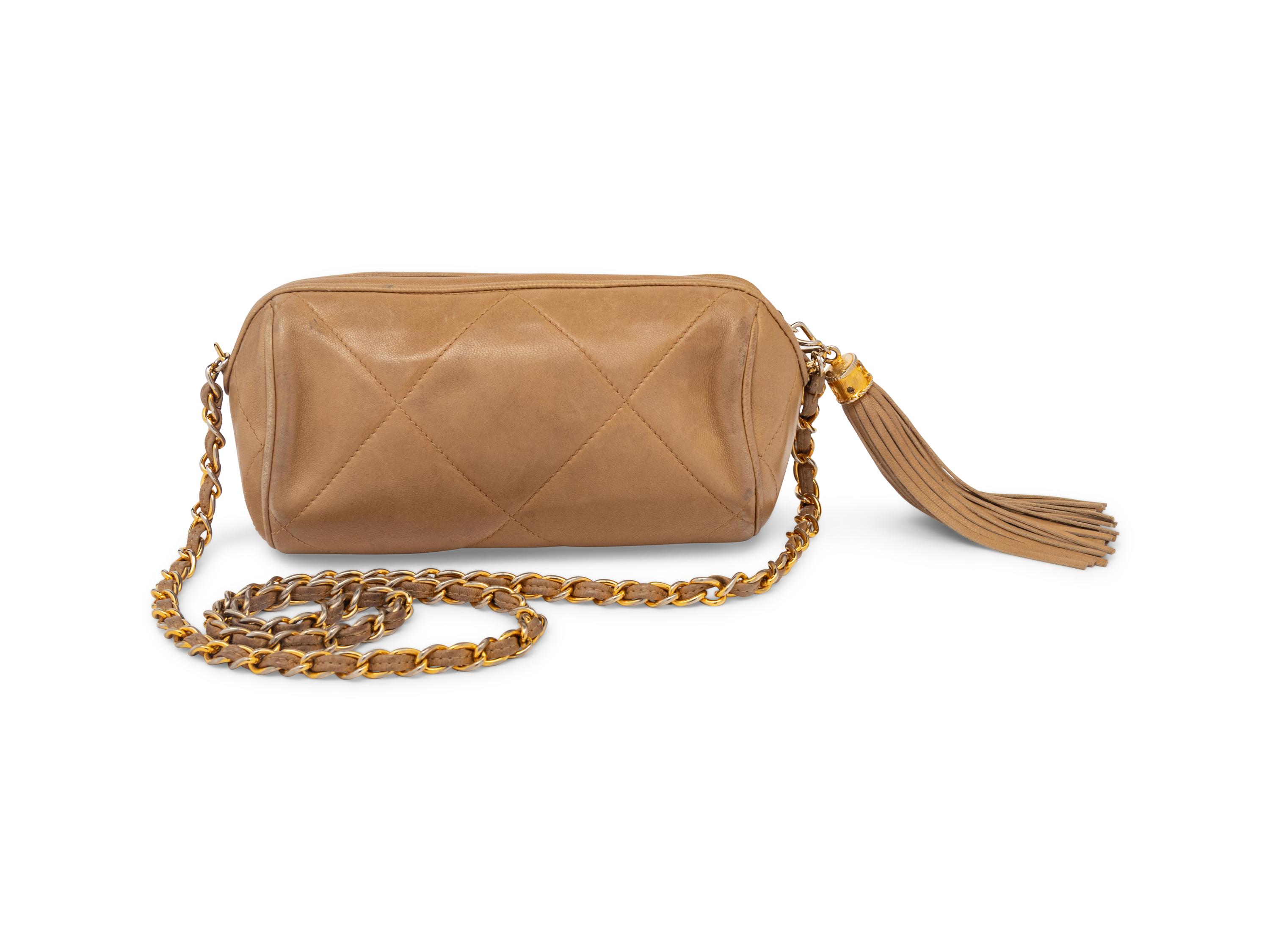 Chanel Small Shoulder Bag in Tan Lambskin, 1986-88