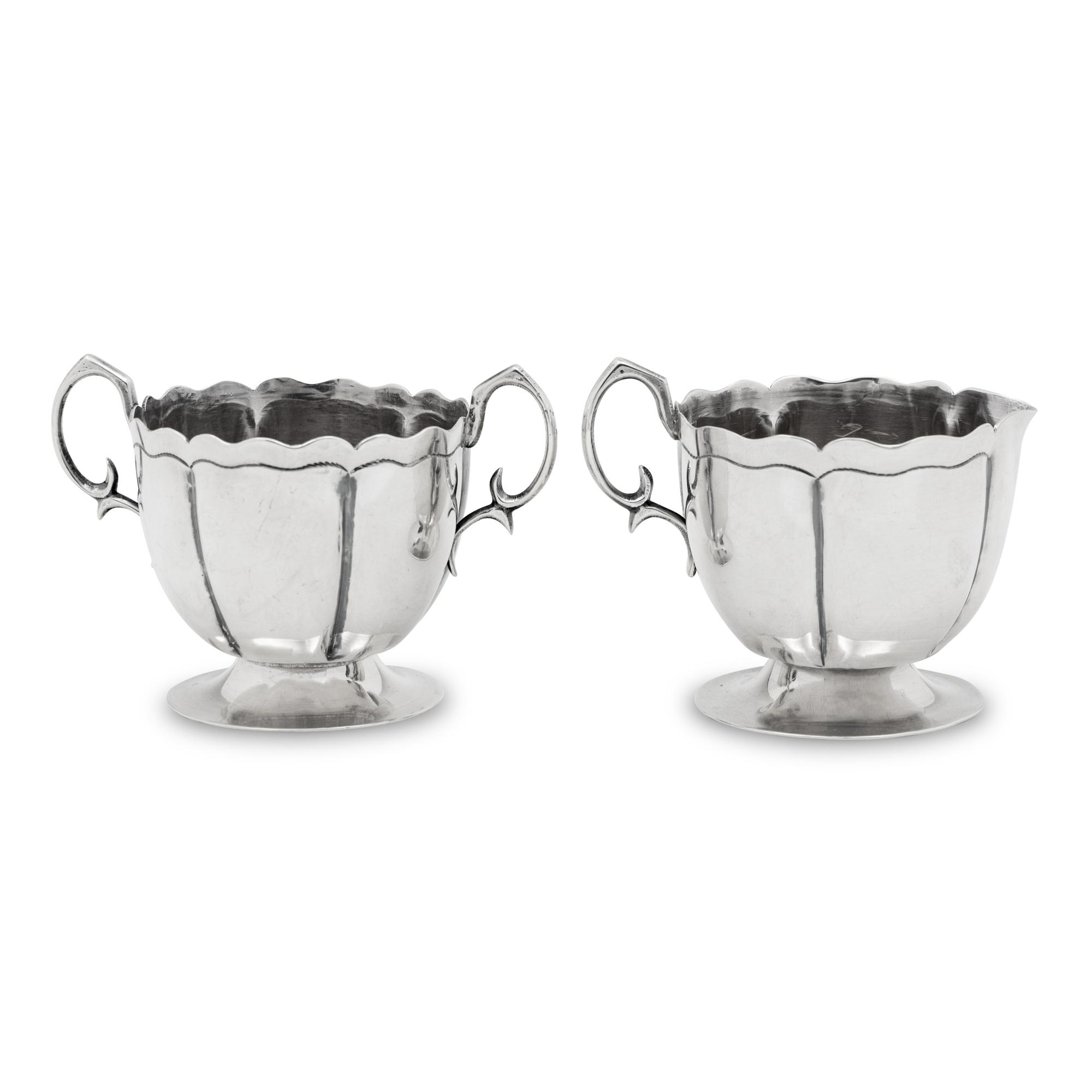 A Mexican Silver Creamer and Sugar Set