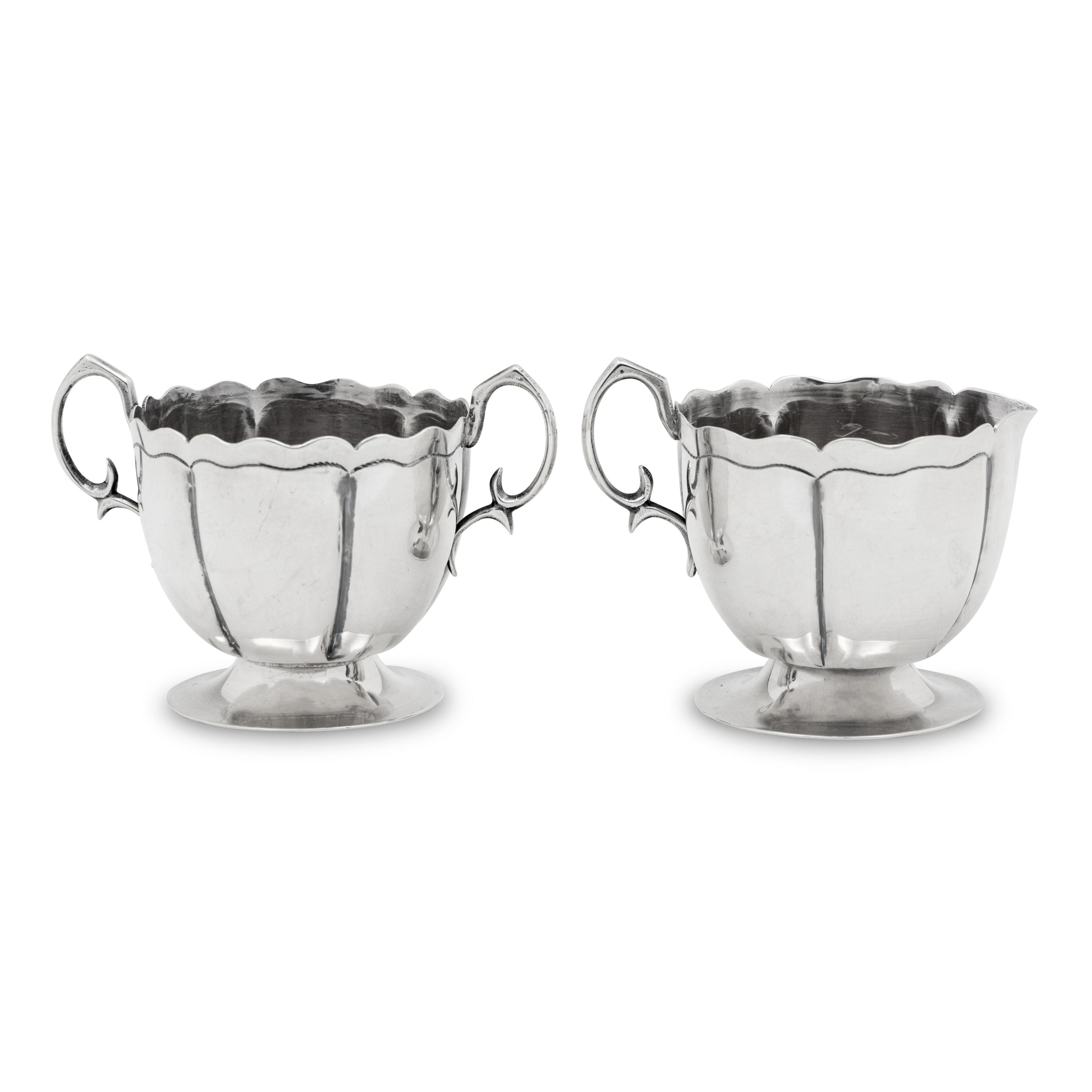 A Mexican Silver Creamer and Sugar Set