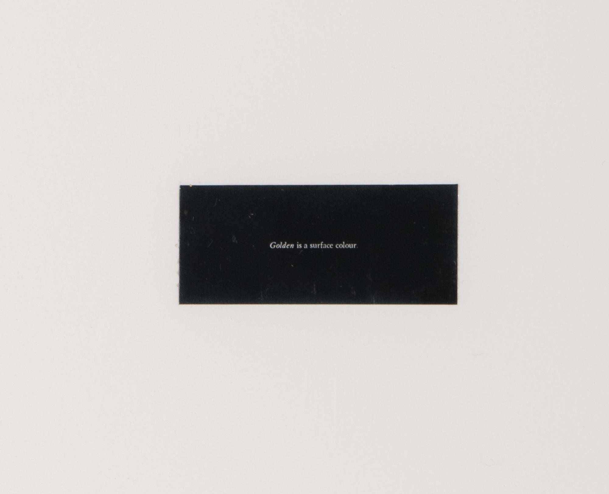 Esprit de l'Escalier (Works for the Blind): Golden is a surface color; Spectator, 1985-87 (2 works from an edition of 15)