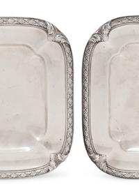 A Pair of French Silver Square Dishes