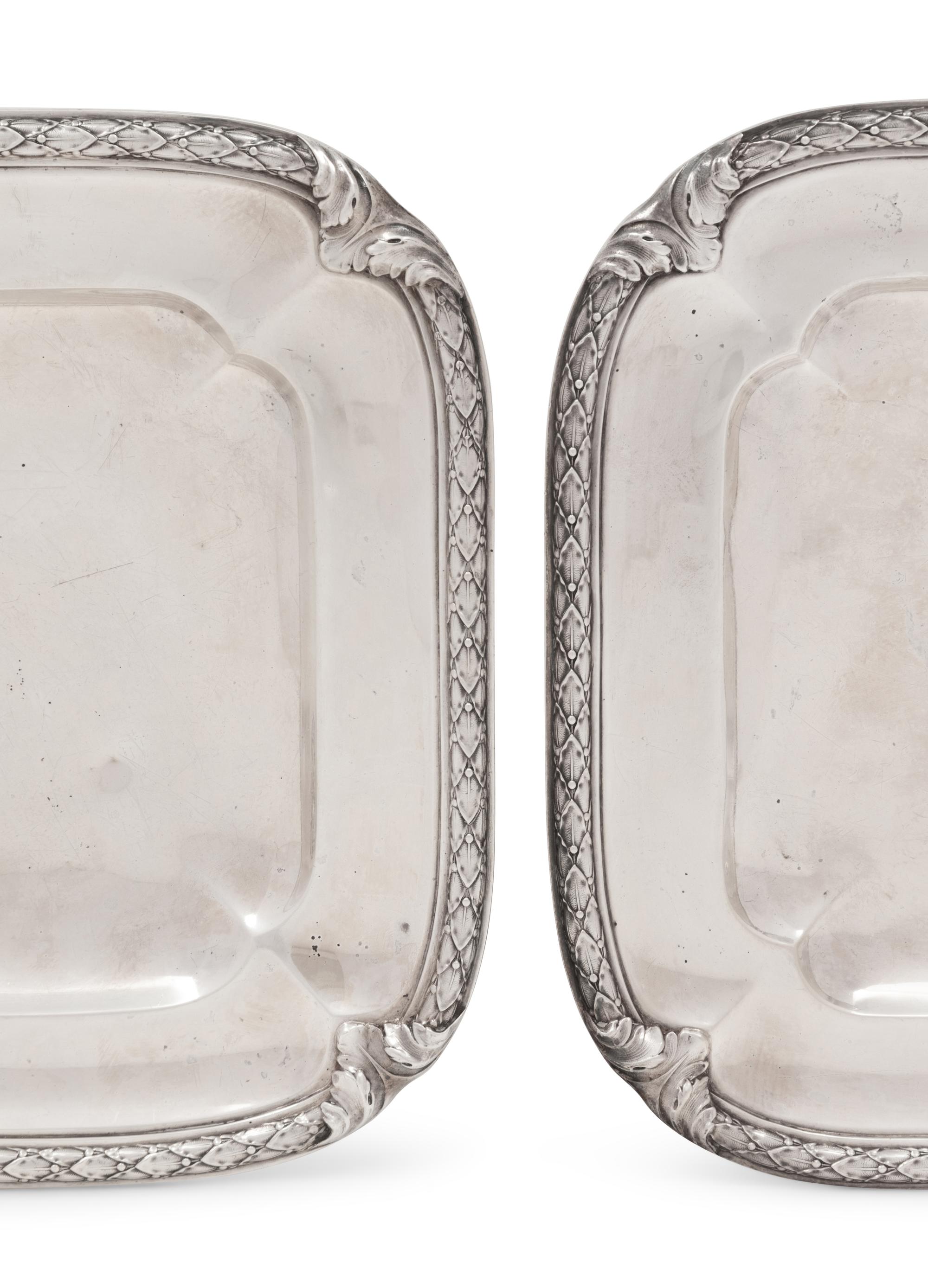 A Pair of French Silver Square Dishes