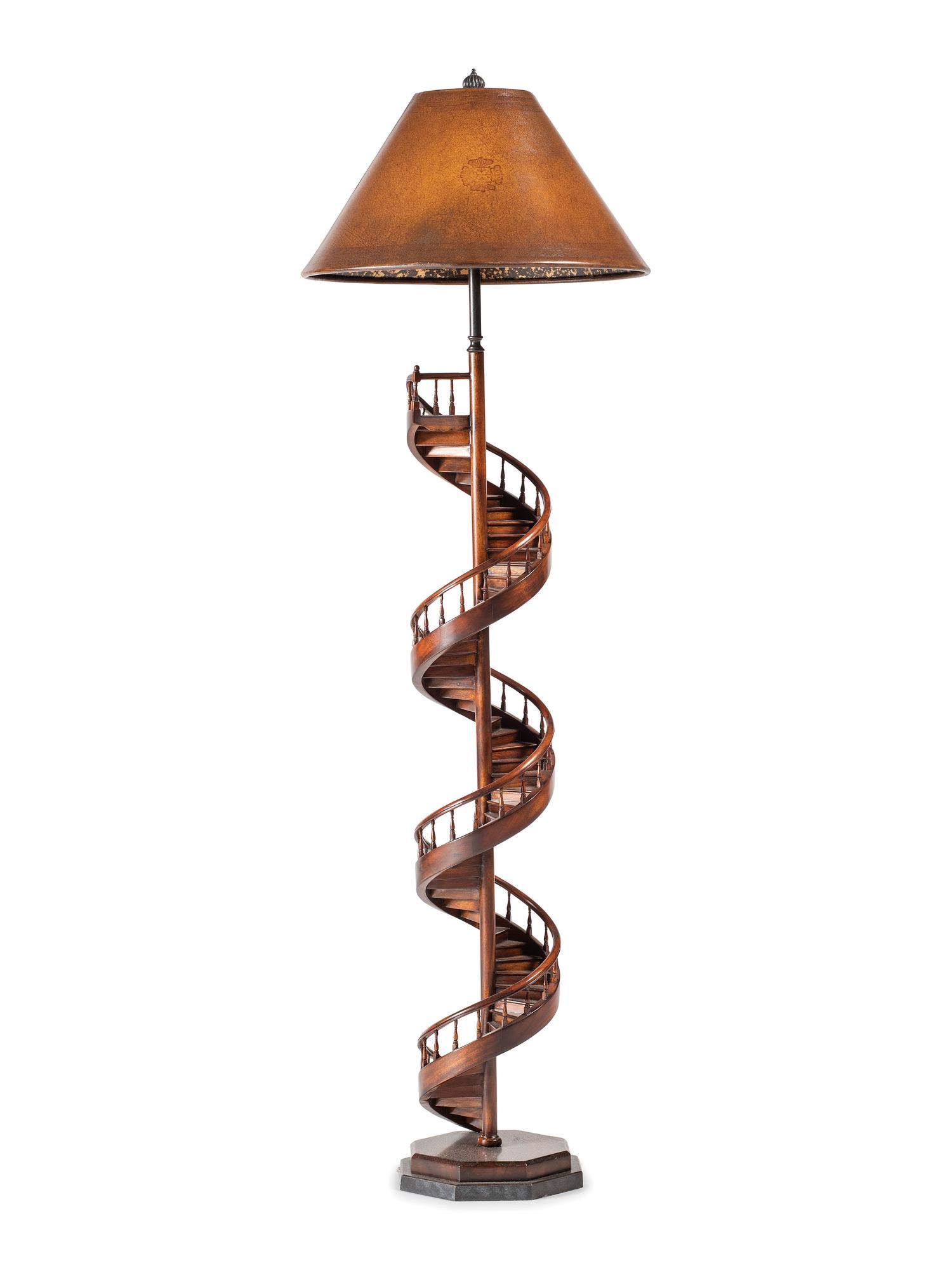 An Architectural Mahogany Staircase Floor Lamp