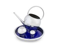 A Chase Modernist Chrome and Cobalt Blue Glass Pancake and Corn Set — DESIGNED BY RUSSEL WRIGHT, CIRCA 1940