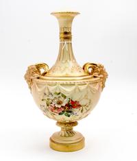 A Royal Worcester Porcelain Vase Height 11 1/2 inches. — 1899