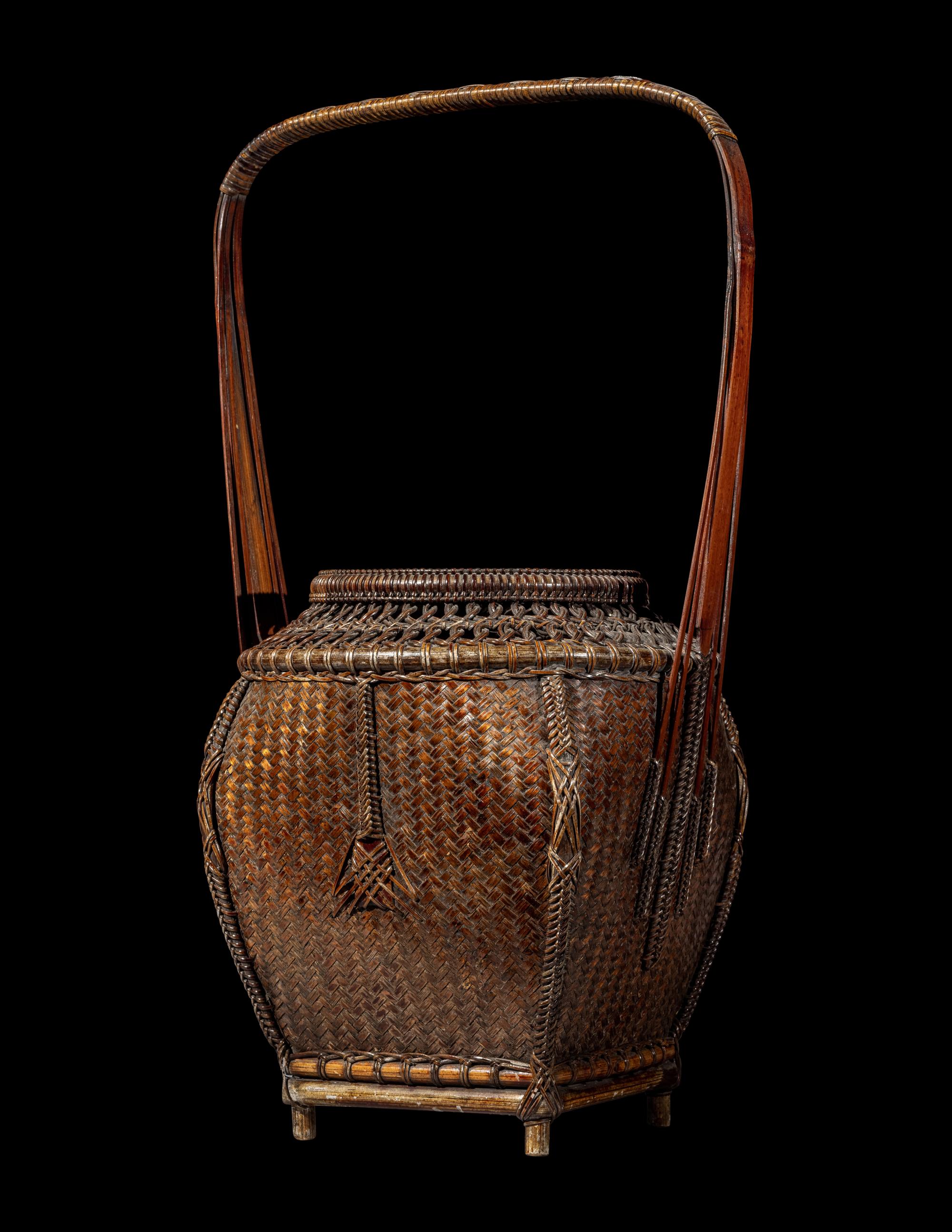 A Japanese Ikebana Bamboo Basket
