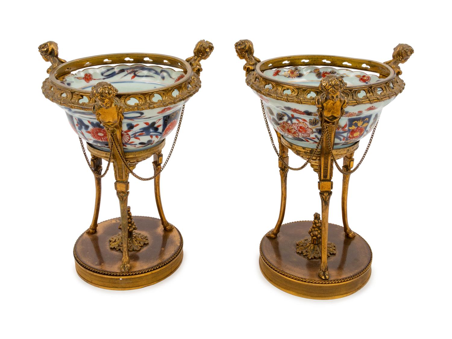 A Pair of French Gilt Bronze Mounted Chinese Porcelain Coupes