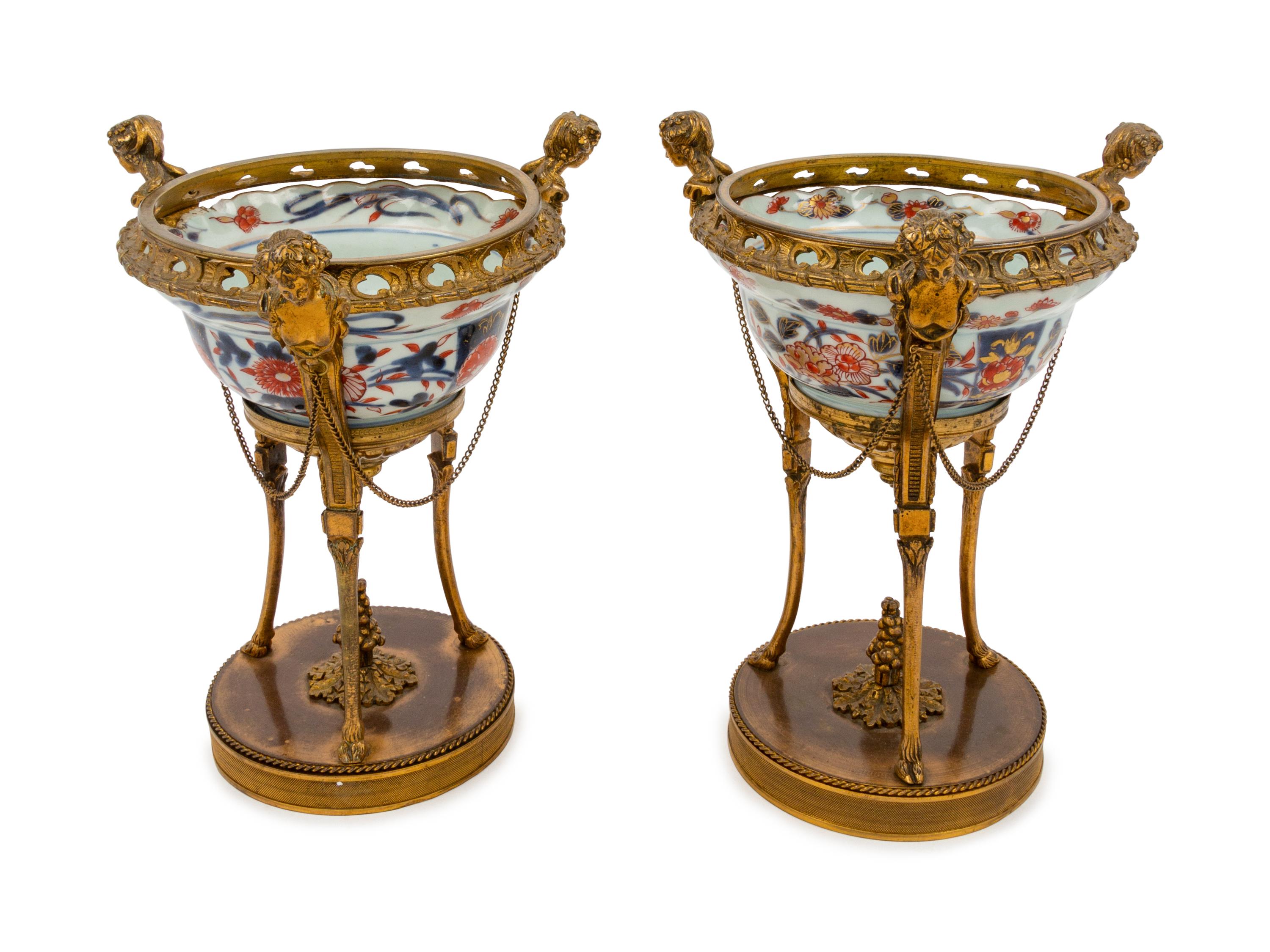 A Pair of French Gilt Bronze Mounted Chinese Porcelain Coupes