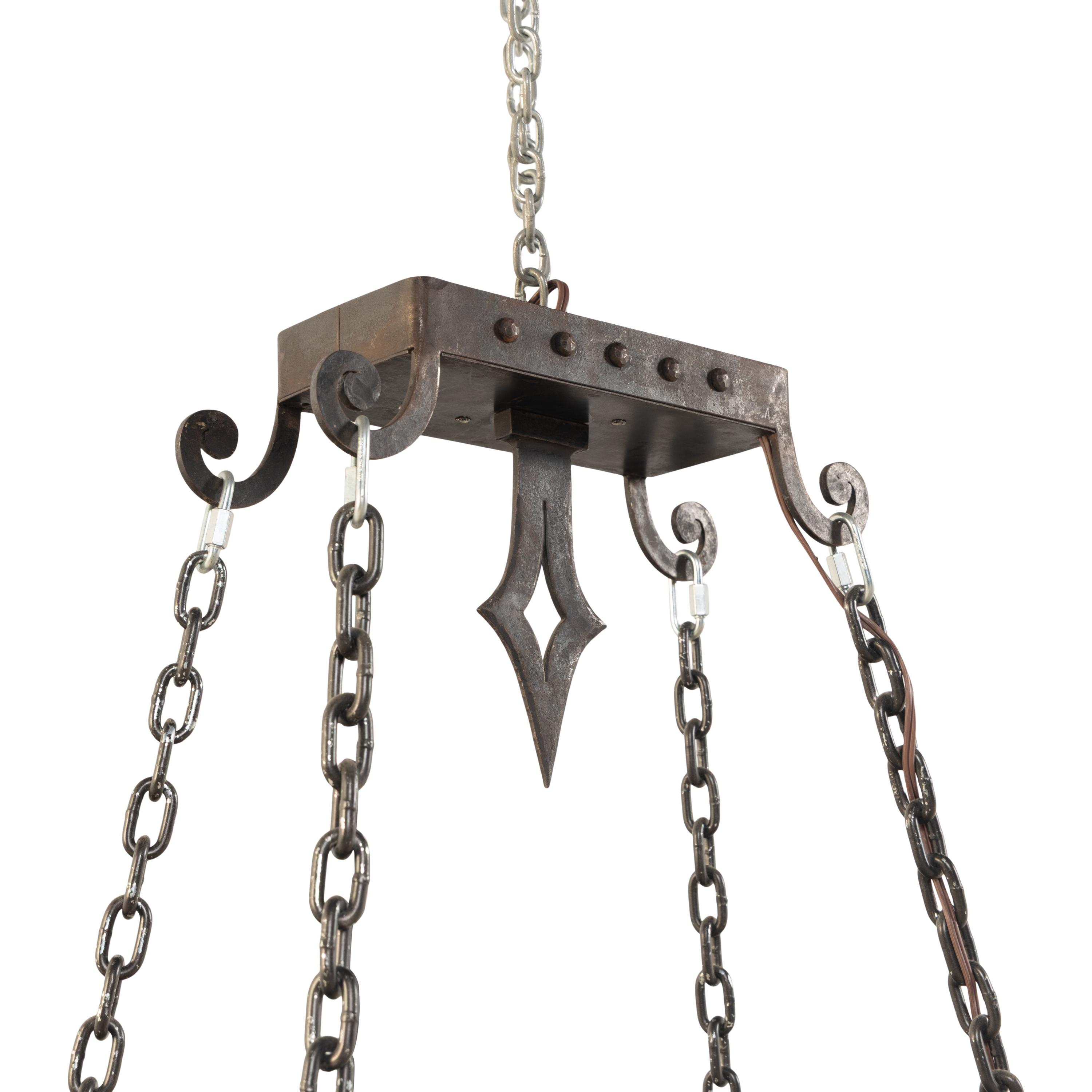 A Gothic Style Iron Eight-Light Chandelier