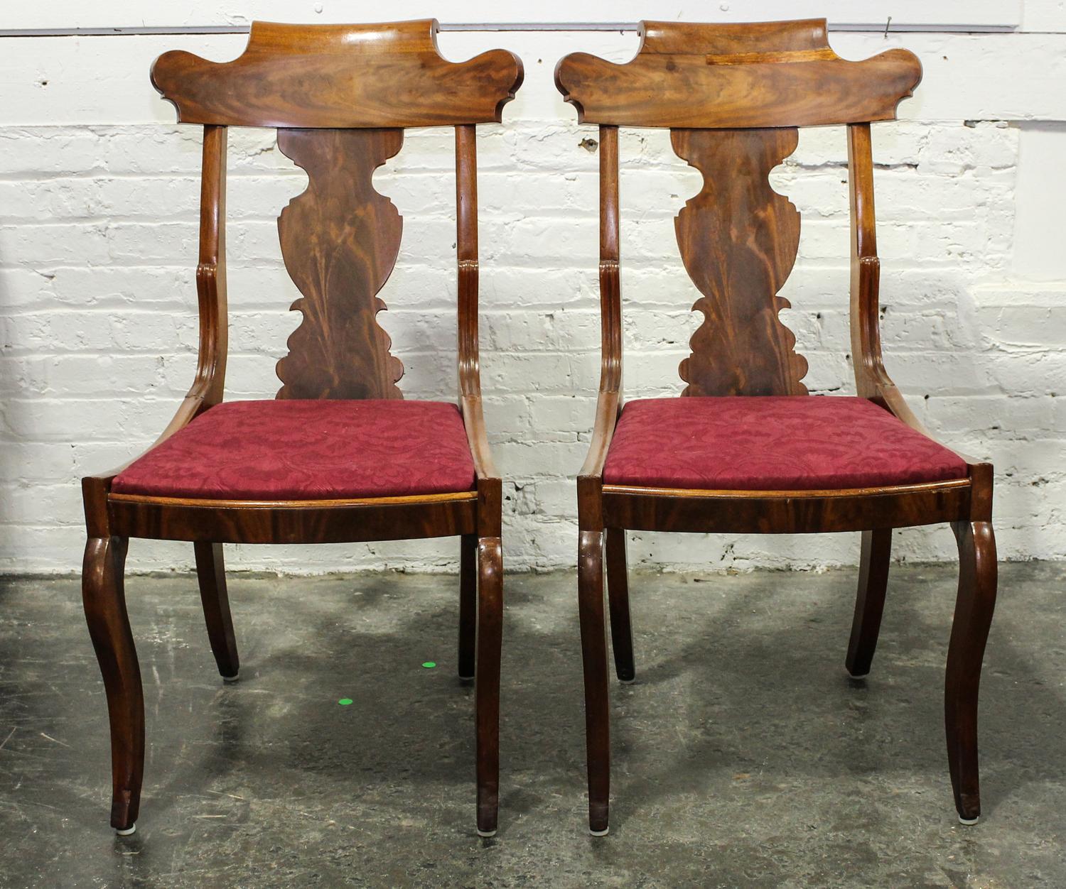A Pair of American Empire Mahogany Side Chairs Height 35 1/2 inches. — 19TH CENTURY