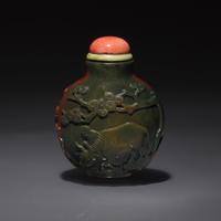A Chinese Carved Jasper Snuff Bottle, Qing Dynasty, Circa 1820-1880 — 1820–1880年 羊肝瑪瑙雕童子圖鼻煙壺