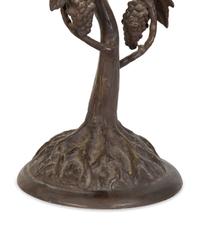 A Leaded Glass and Cast Metal Table Lamp