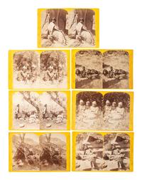 [NATIVE AMERICANS]. HILLERS, John K., photographer. A group of 13 Powell Expedition stereoviews featuring Native American subjects, comprising: