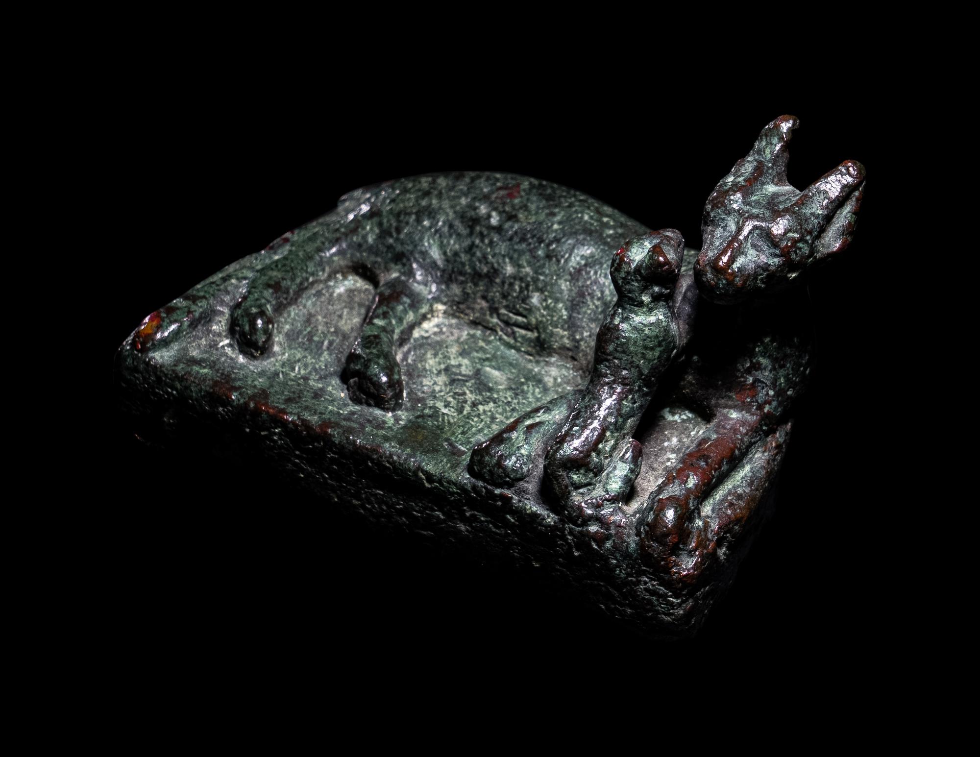 An Egyptian Bronze Cat with Kitten