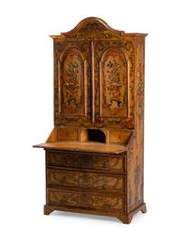 A Venetian Neoclassical Style Polychromed Secretary Bookcase — 19TH CENTURY