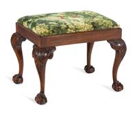 A Chippendale Style Carved Mahogany Claw-and-Ball Foot Stool