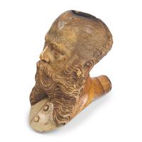 [Second Mexican Empire] Figural pipe carved in the likeness of Maximilian I of Mexico