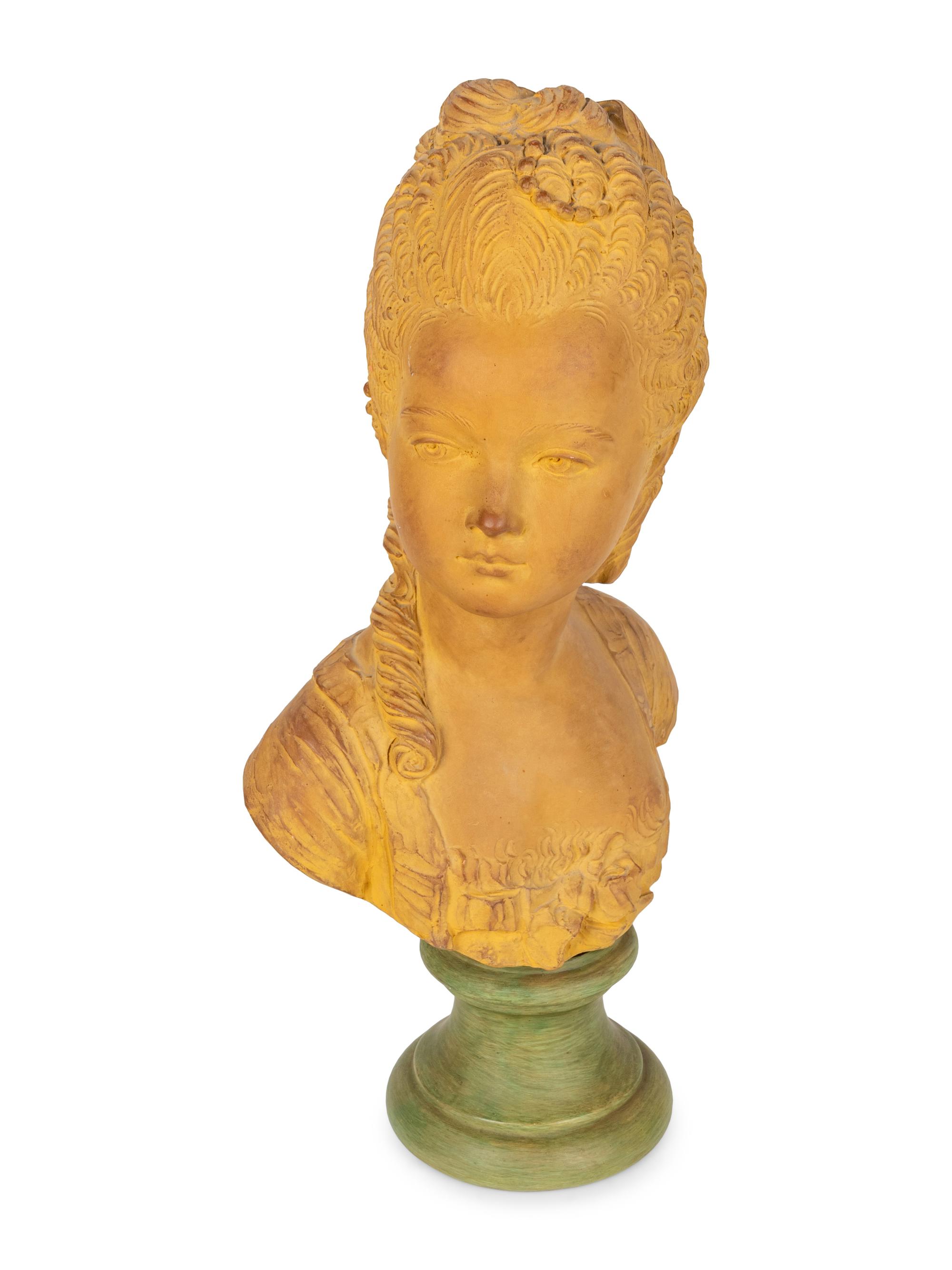 A French Terracotta Portrait Bust of Young Girl — 20TH CENTURY