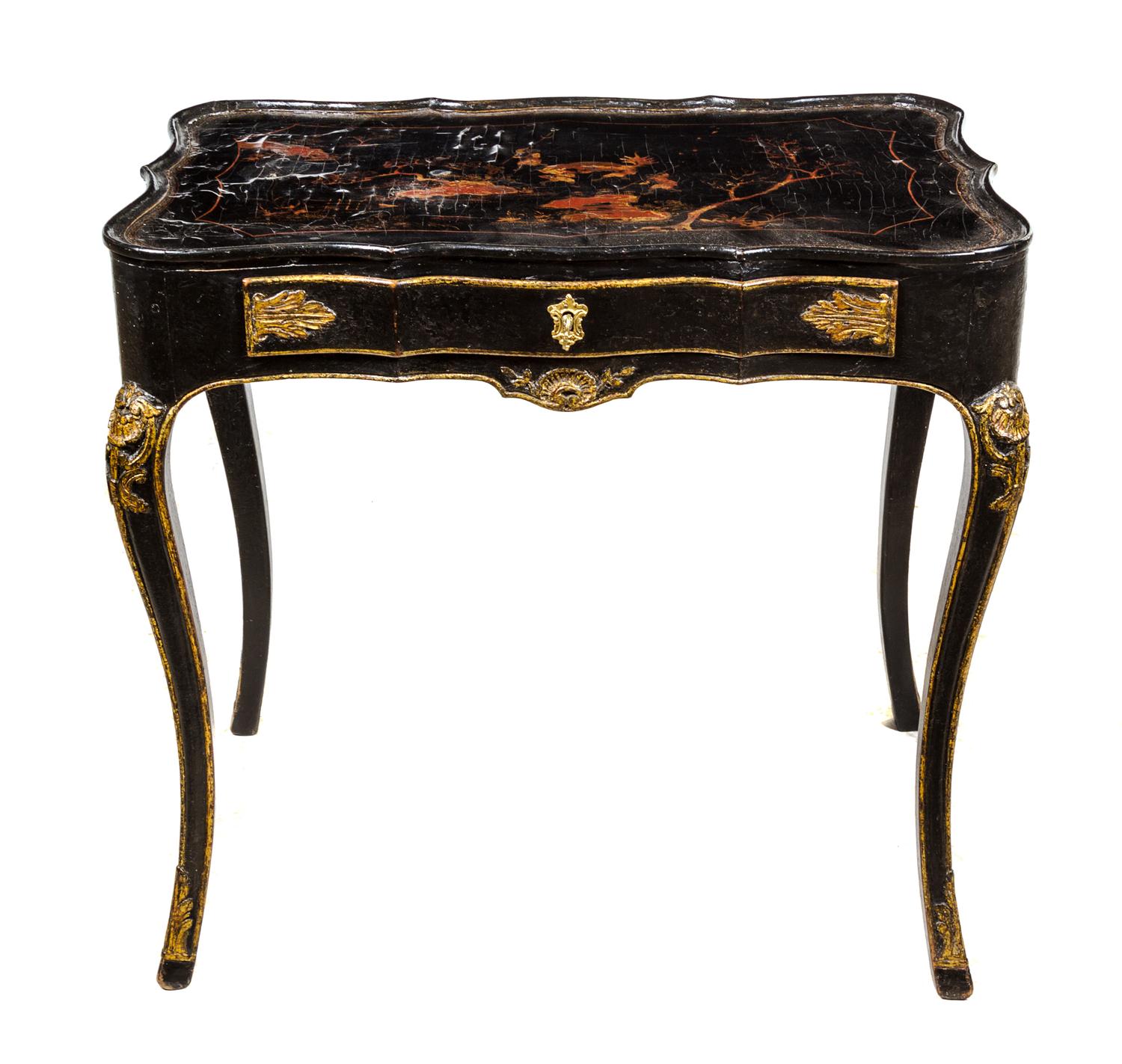 A Louis XV Lacquered Side Table Height 27 x width 29 x depth 17 3/4 inches. — MID-18TH CENTURY