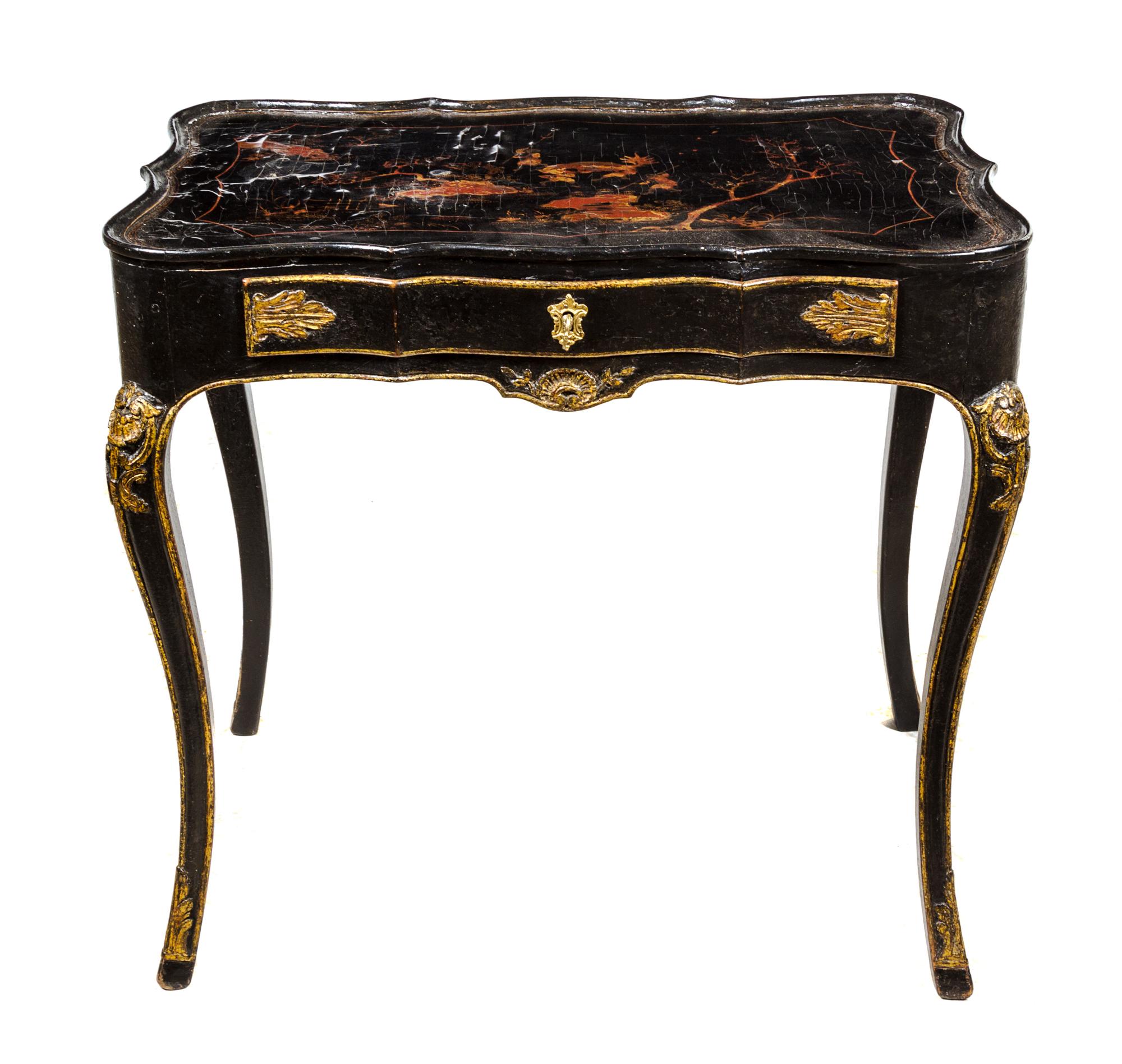 A Louis XV Lacquered Side Table Height 27 x width 29 x depth 17 3/4 inches. — MID-18TH CENTURY