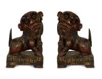 A Pair of Stylized Temple Guardian Figures — 20th Century
