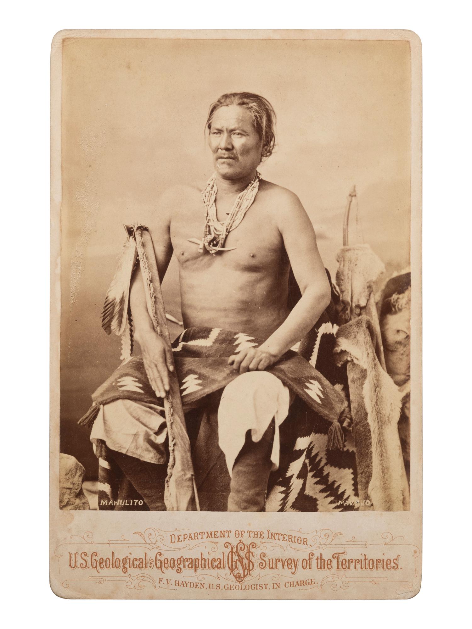 [NATIVE AMERICANS]. [BELL, C.M. (1848-1893), photographer]. Cabinet photograph of Navajo Chief Manuelito. [Washington, DC], ca 1874-1875.