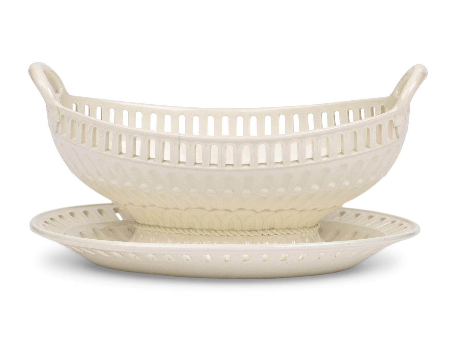 A Wedgwood Creamware Basket and Stand