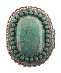 Navajo Sterling Silver and Turquoise Cluster Cuff Bracelet