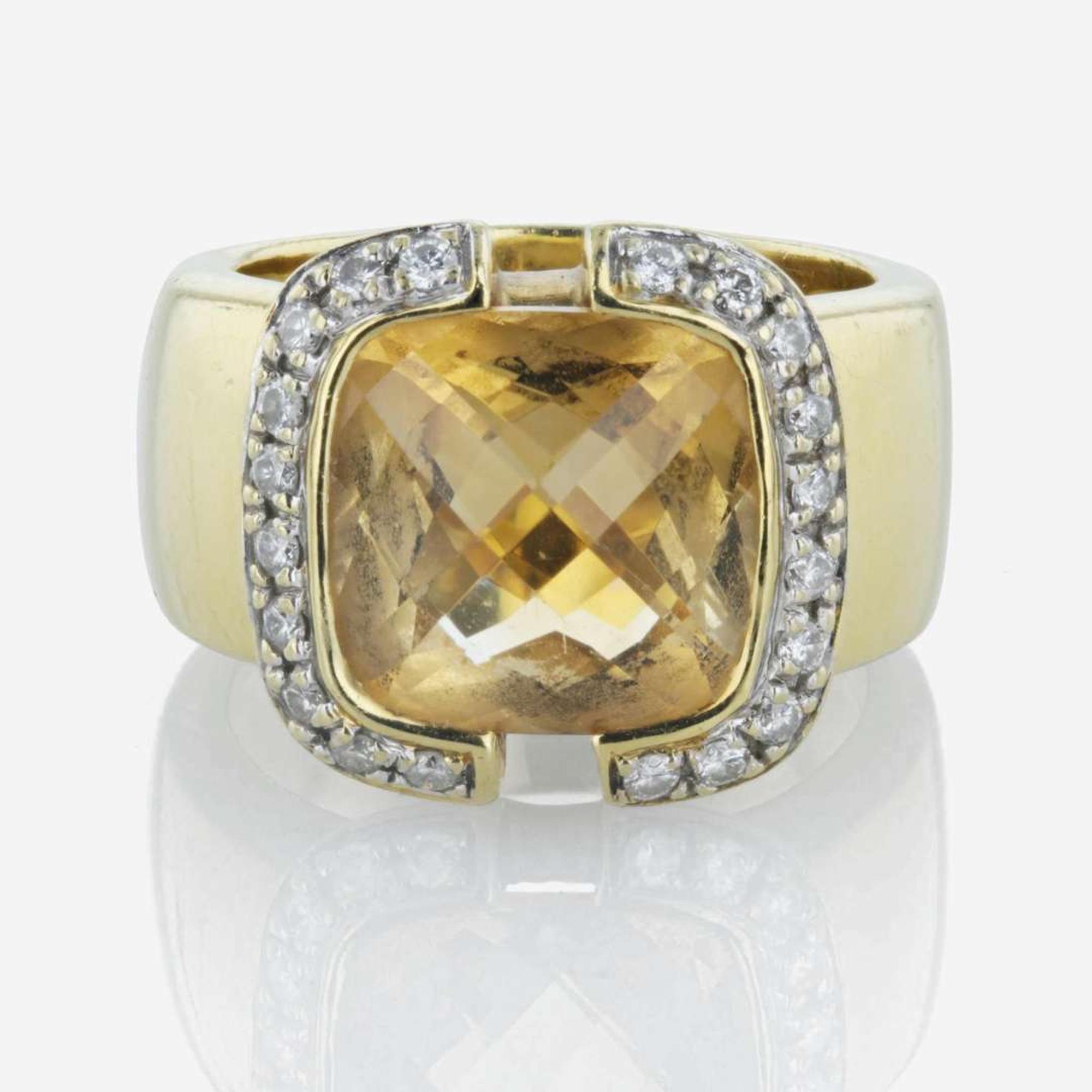 Two 18K yellow gold lady's gemstone rings