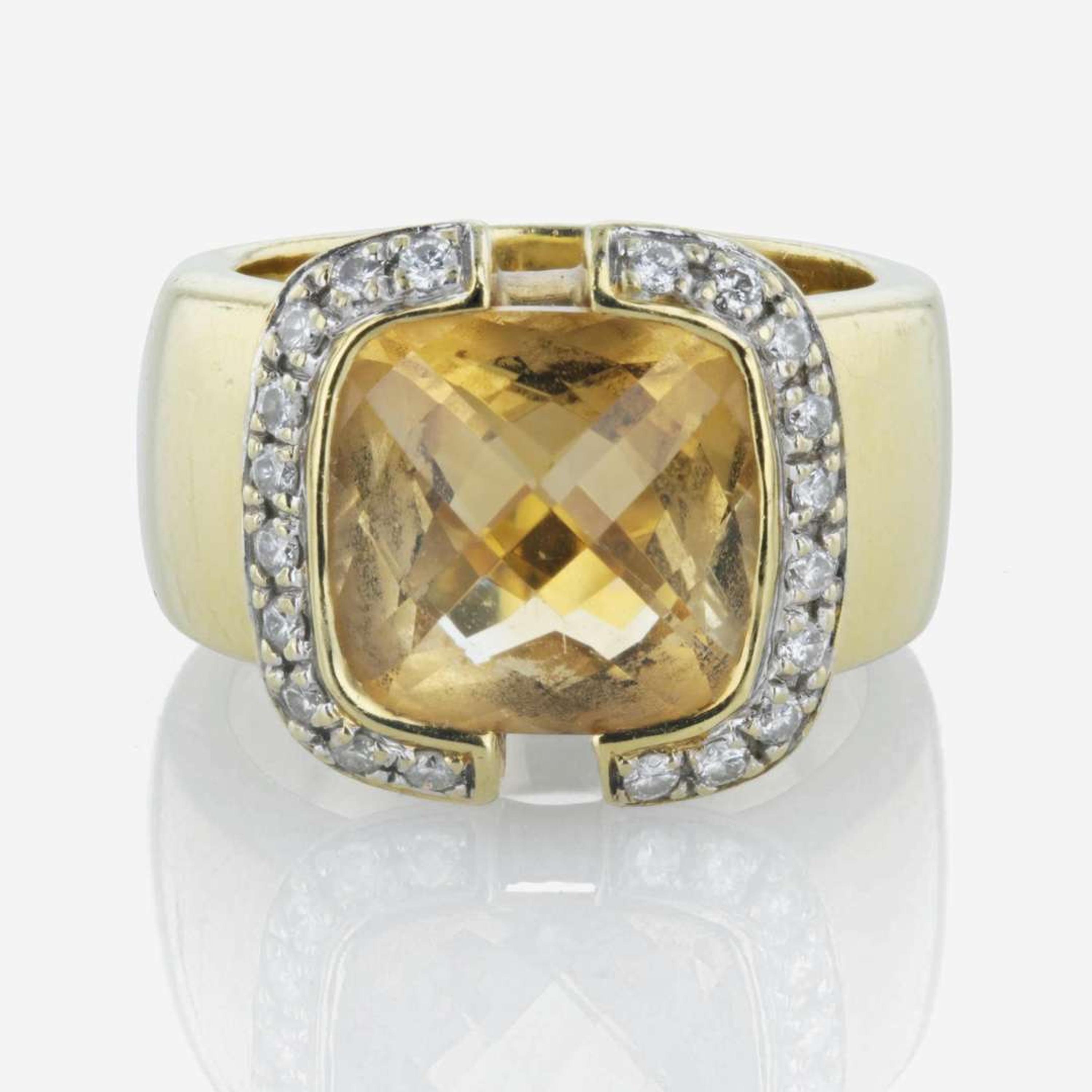 Two 18K yellow gold lady's gemstone rings