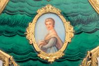 A Continental Gilt Metal and Faux Malachite Compact