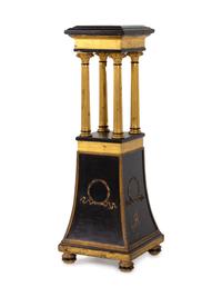 An Empire Style Parcel Gilt Wood Pedestal