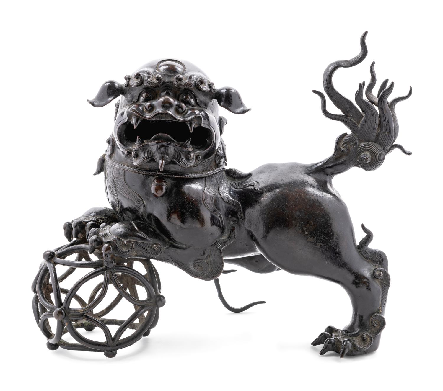 A Chinese Bronze Fu Lion-Form Incense Burner