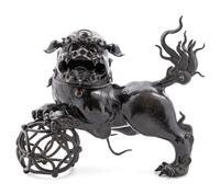 A Chinese Bronze Fu Lion-Form Incense Burner