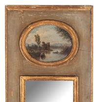 A French Painted and Parcel Gilt Trumeau Mirror