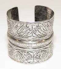 An Egyptian Silver Cuff Bracelet Diameter of exterior 2 3/4 inches.