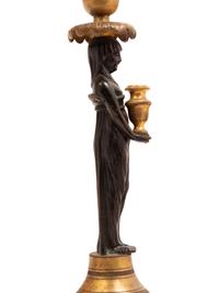 Two Neoclassical Style Cast Bronze and Marble Figural Table Lamps
