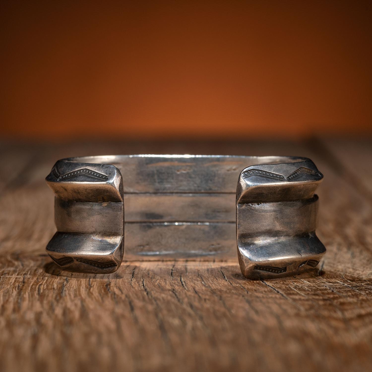 Zuni Silver and Channel Inlaid Turquoise Cuff Bracelet
