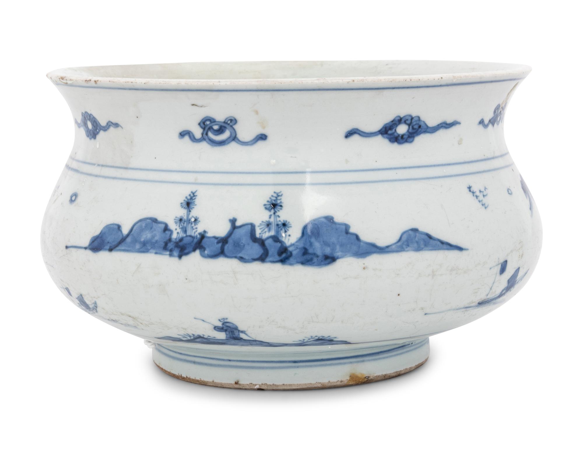 A Chinese Blue and White Porcelain Incense Burner