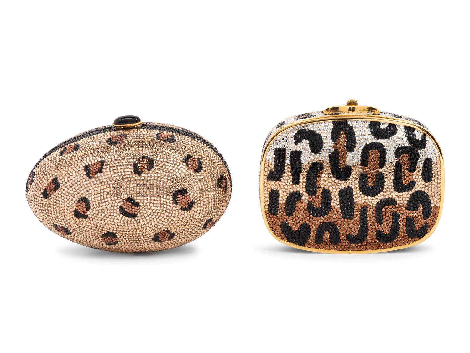 Two Judith Leiber Leopard Minaudières