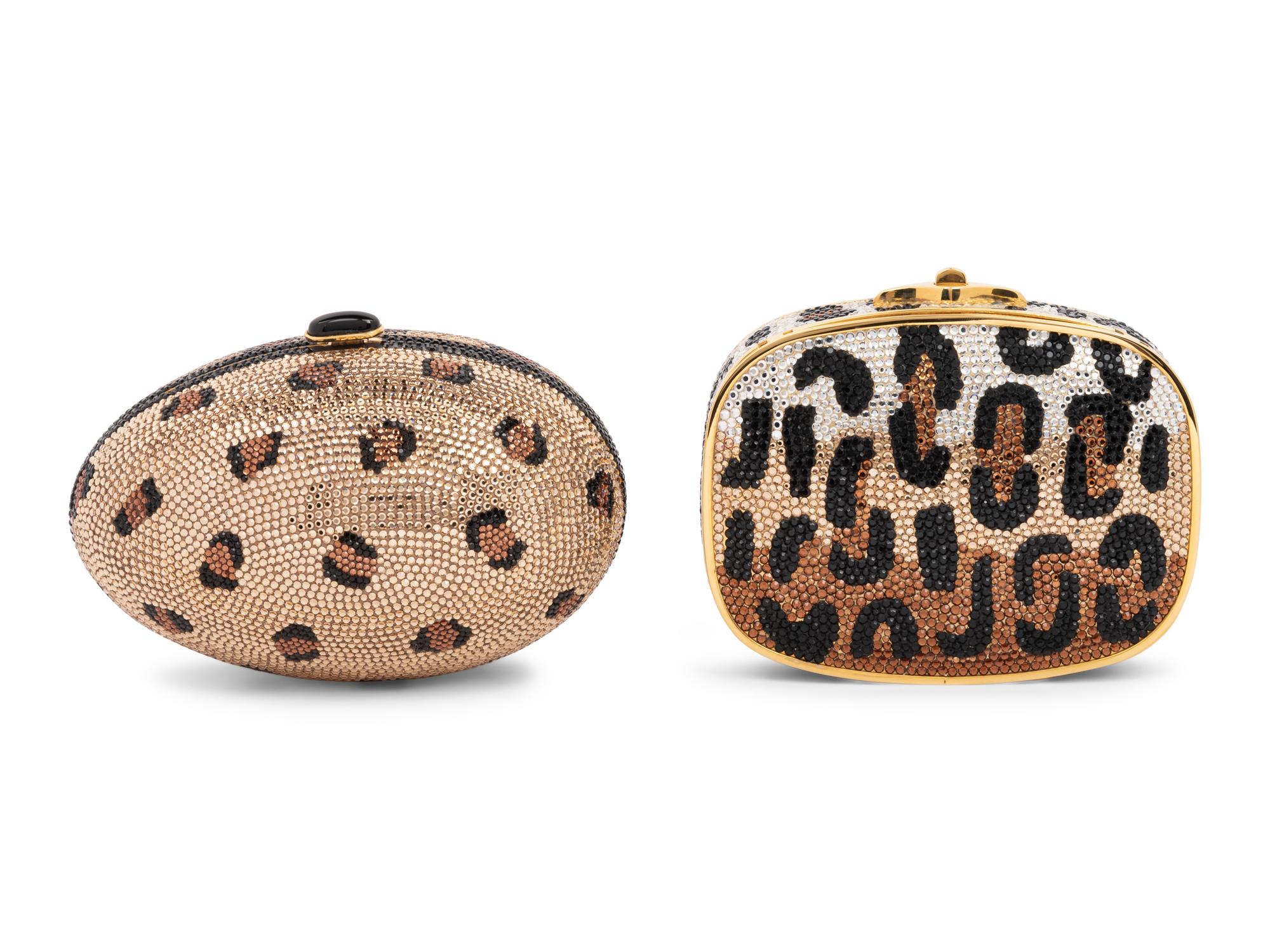 Two Judith Leiber Leopard Minaudières