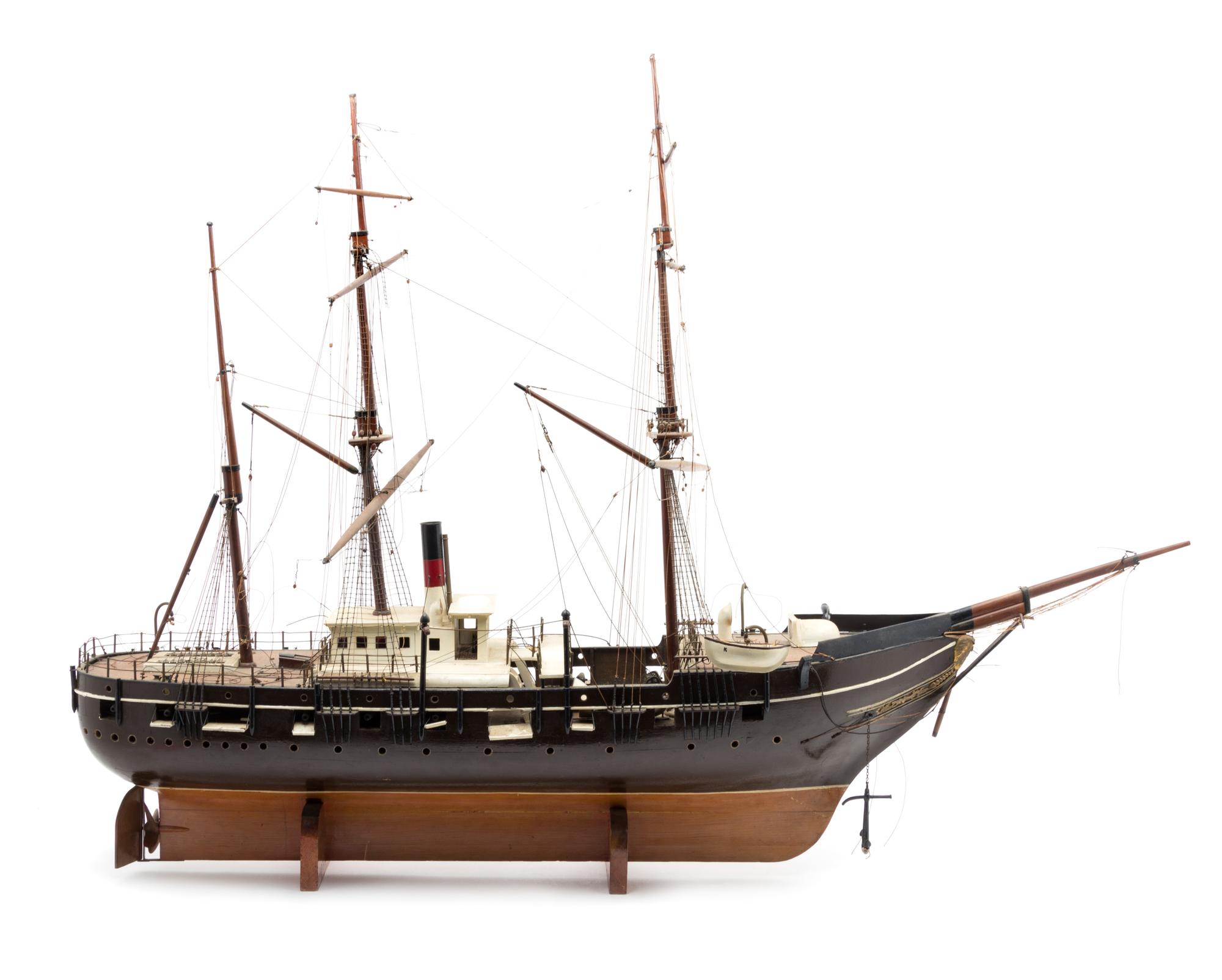 A Wood Model of a Ship Height 42 x length 56 inches. — 20TH CENTURY
