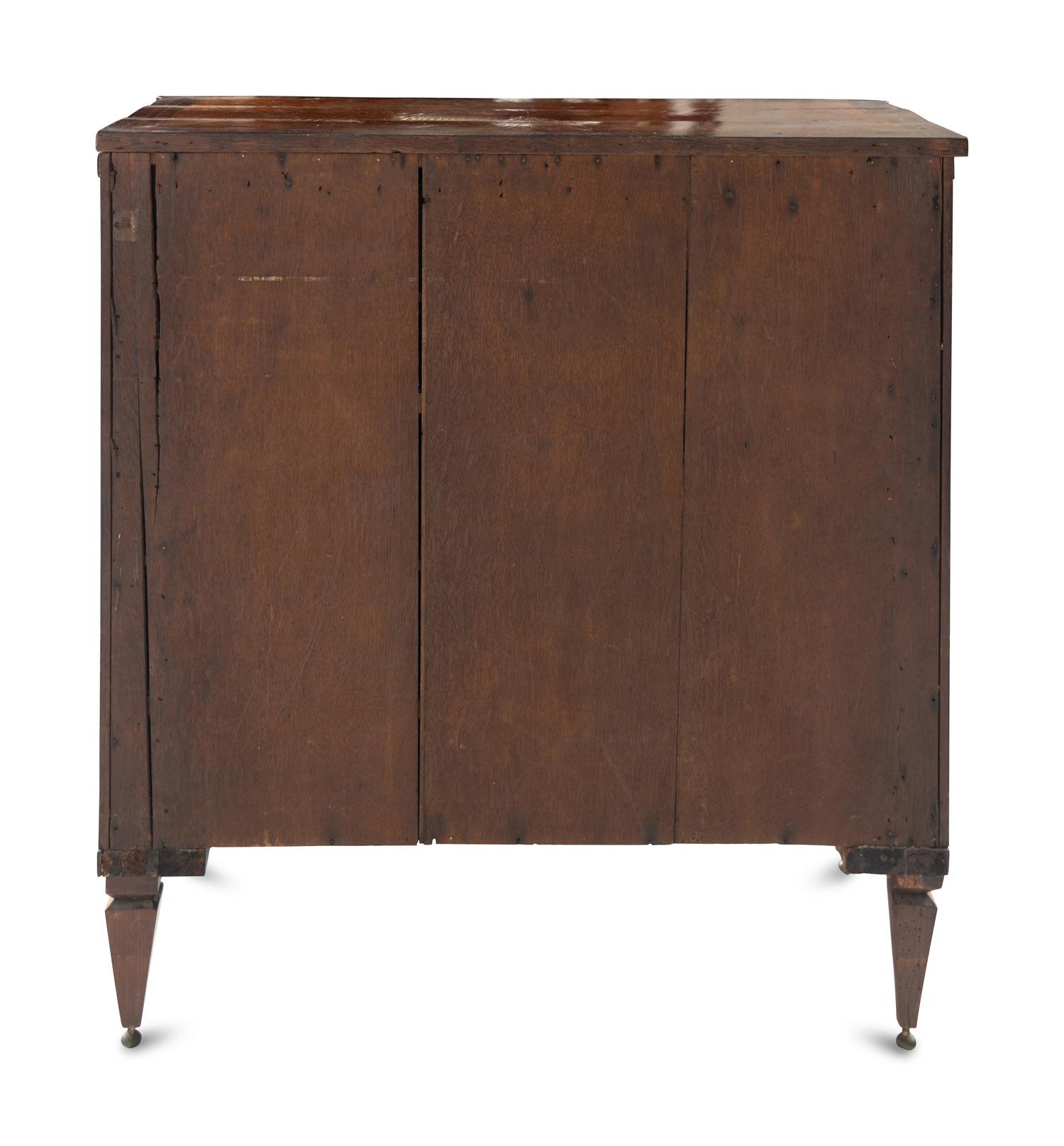 A Regency Lacquer Panel-Inset Mahogany and Marquetry Cabinet